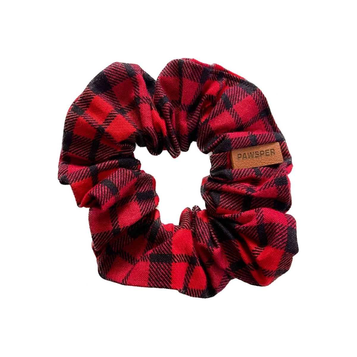 Puppy Plaid Red- Scrunchie